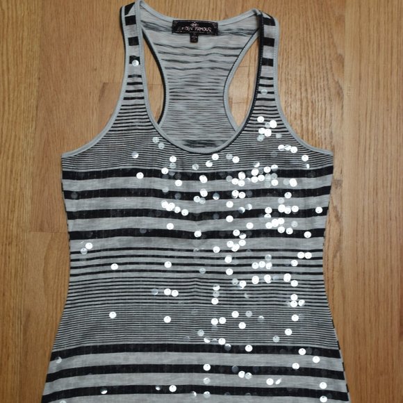 2 for $12:  Almost Famous Striped Tank with Sequins Detail in Women’s S - Picture 1 of 11